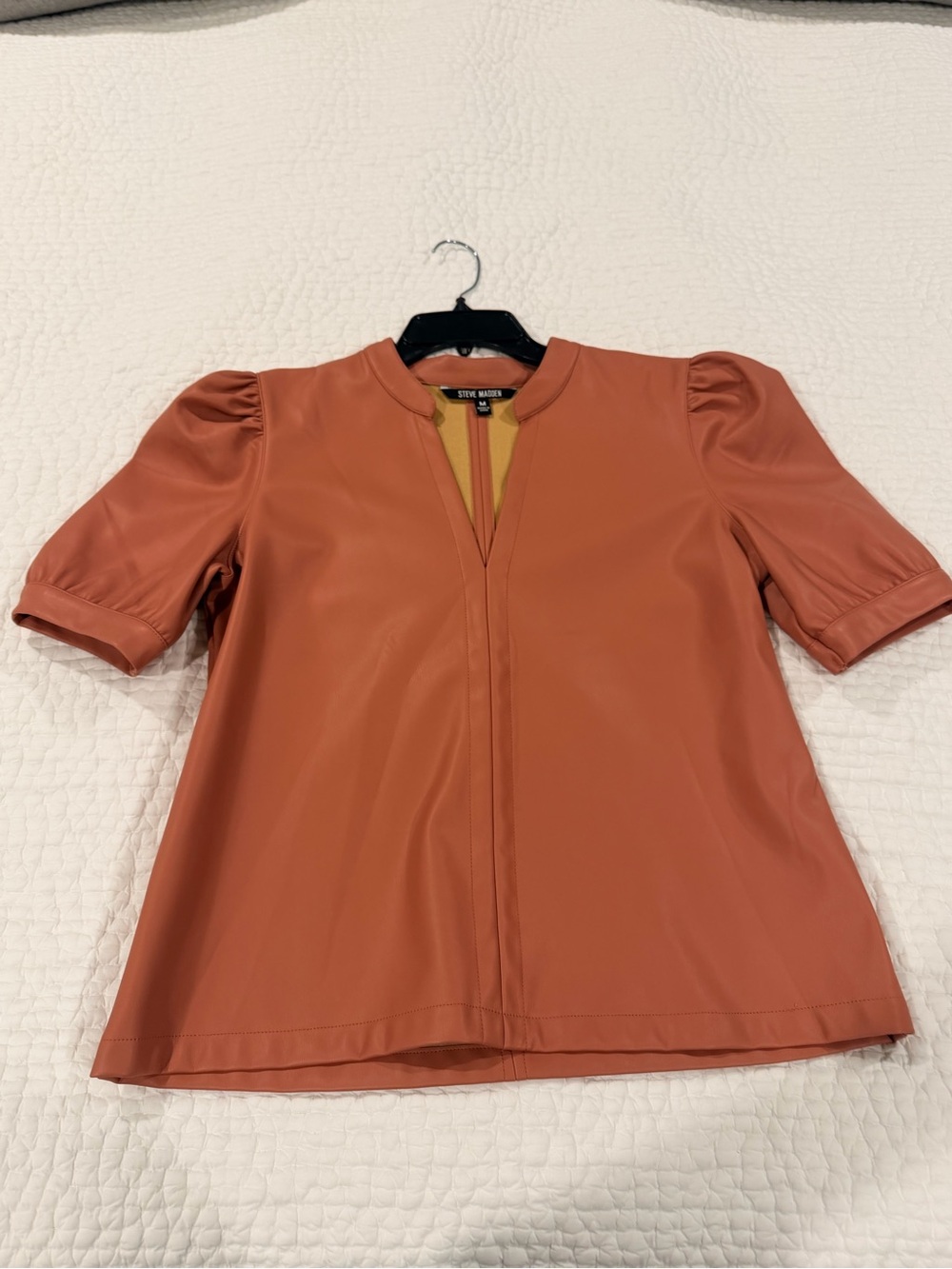 Steve  Madden Rose Short-Sleeve Faux-Leather Top